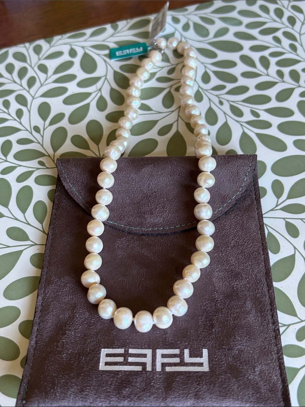 NWT Effy Luminous White Pearl Necklace - Single Strand 16 Inch